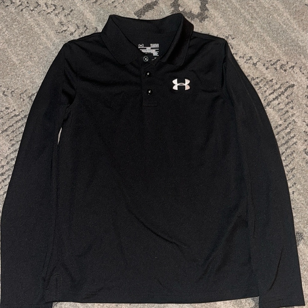 Under Armour Boys Black Long Sleeve Polo‎ YL